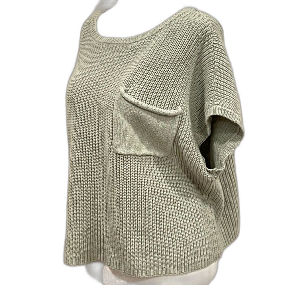~ Anthro Knit Sweater Sage XL Green Sincerely Jules Short Sleeves Anthropologie